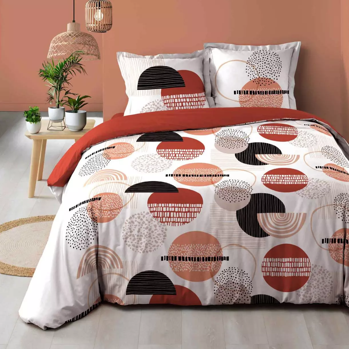 Funda Nórdica y dos fundas para almohadas algodón (260 cm) Twistine Rojo 1