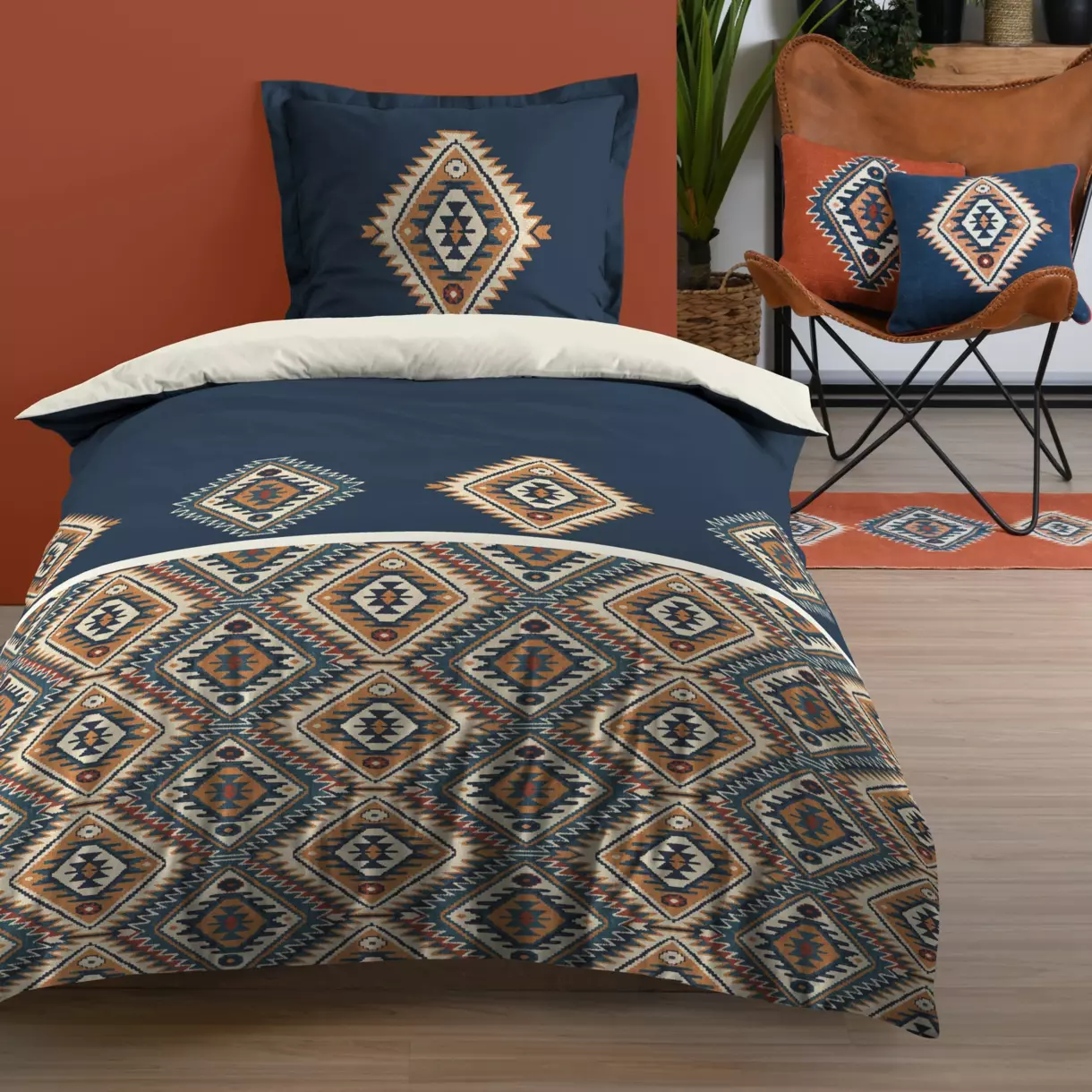 Housse de couette et une taie coton (140 cm) Louisiane Multicolore 1