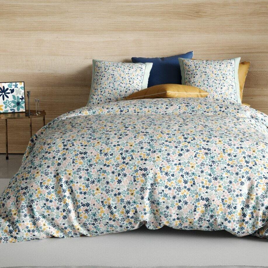 Juego de sábanas en algodón cama 140 cm 4 piezas Mani Azul 1