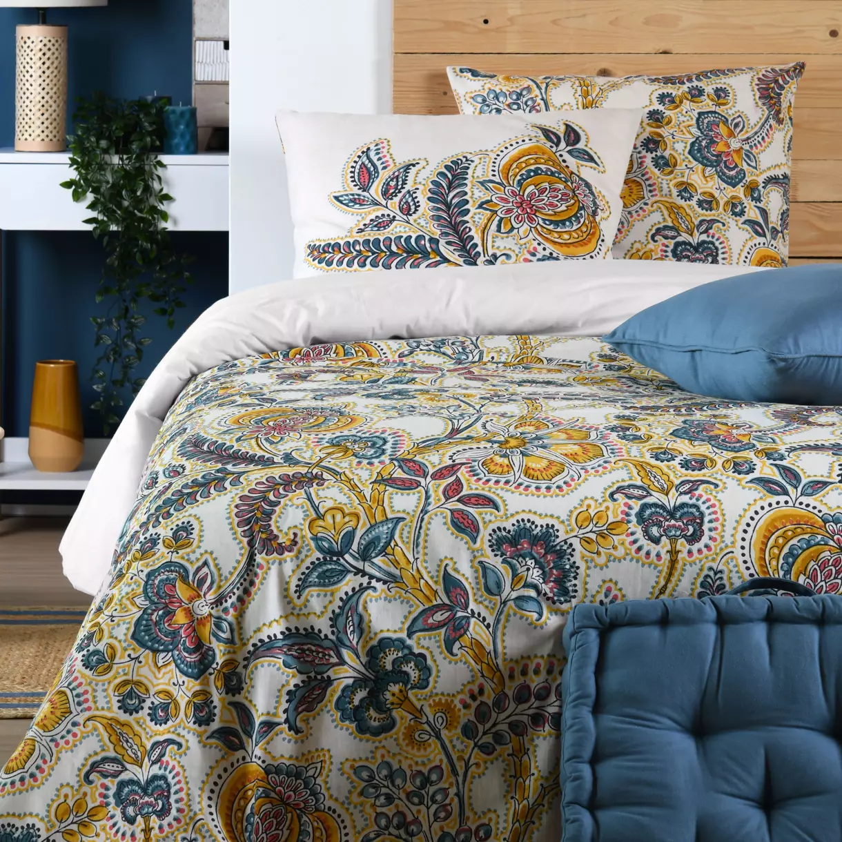 Housse de couette et deux taies coton (260 cm) Ispahan Multicolore 1