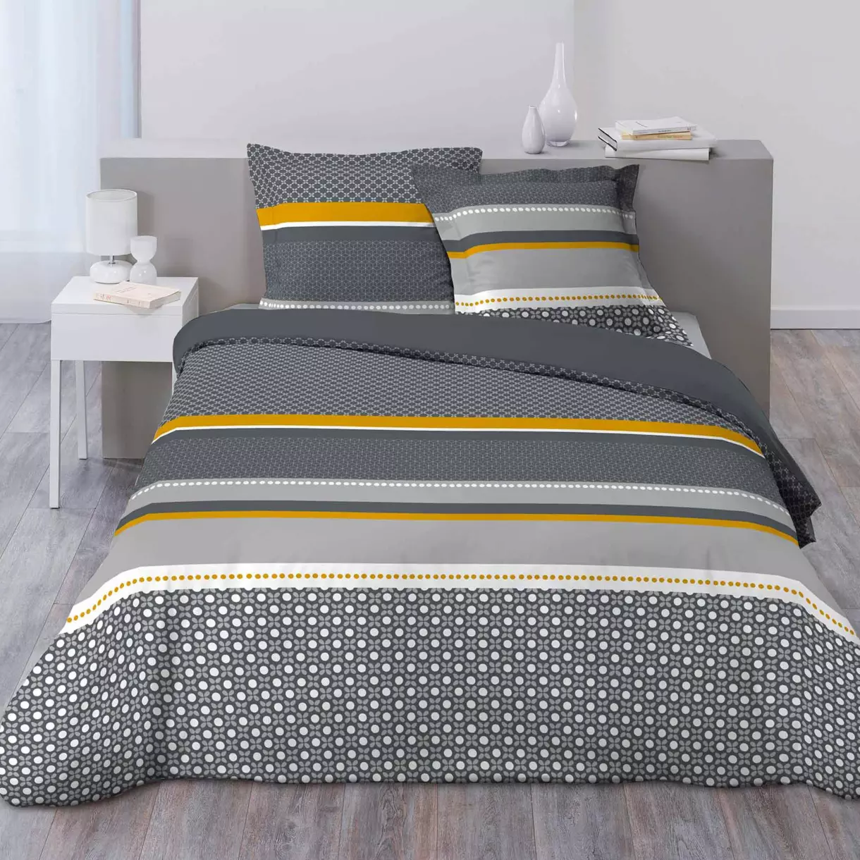 Funda Nórdica y dos fundas de almohada en algodón (260 cm) Alidor Amarillo 1