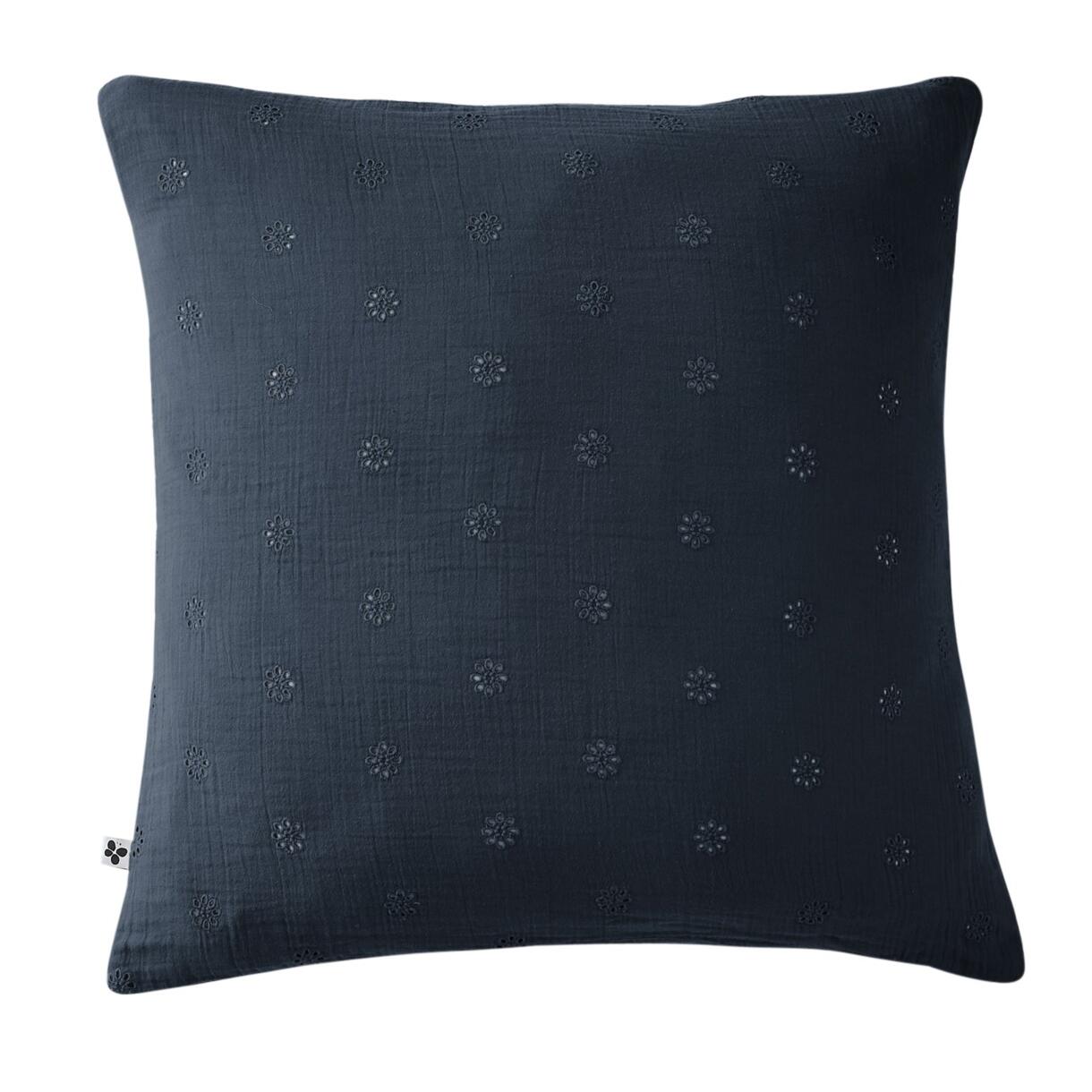 Funda de almohada rectangular de en gasa de algodón  (60 cm) Gaïa Boho Azul noche 1