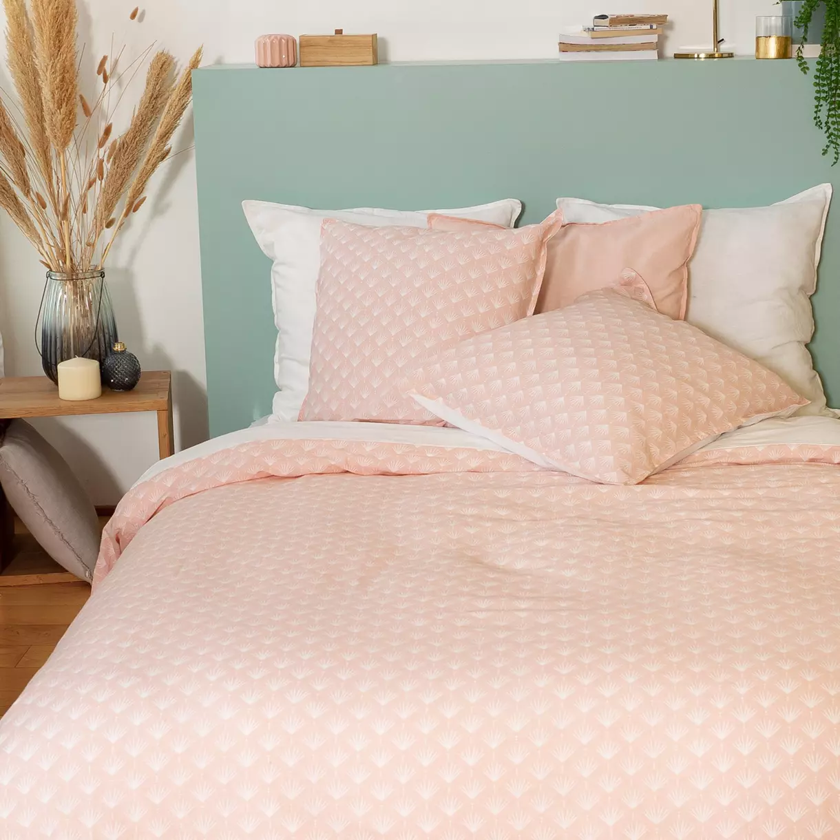 Funda nórdica y dos fundas para almohada en algodón (260 cm) Evi Rosa 1