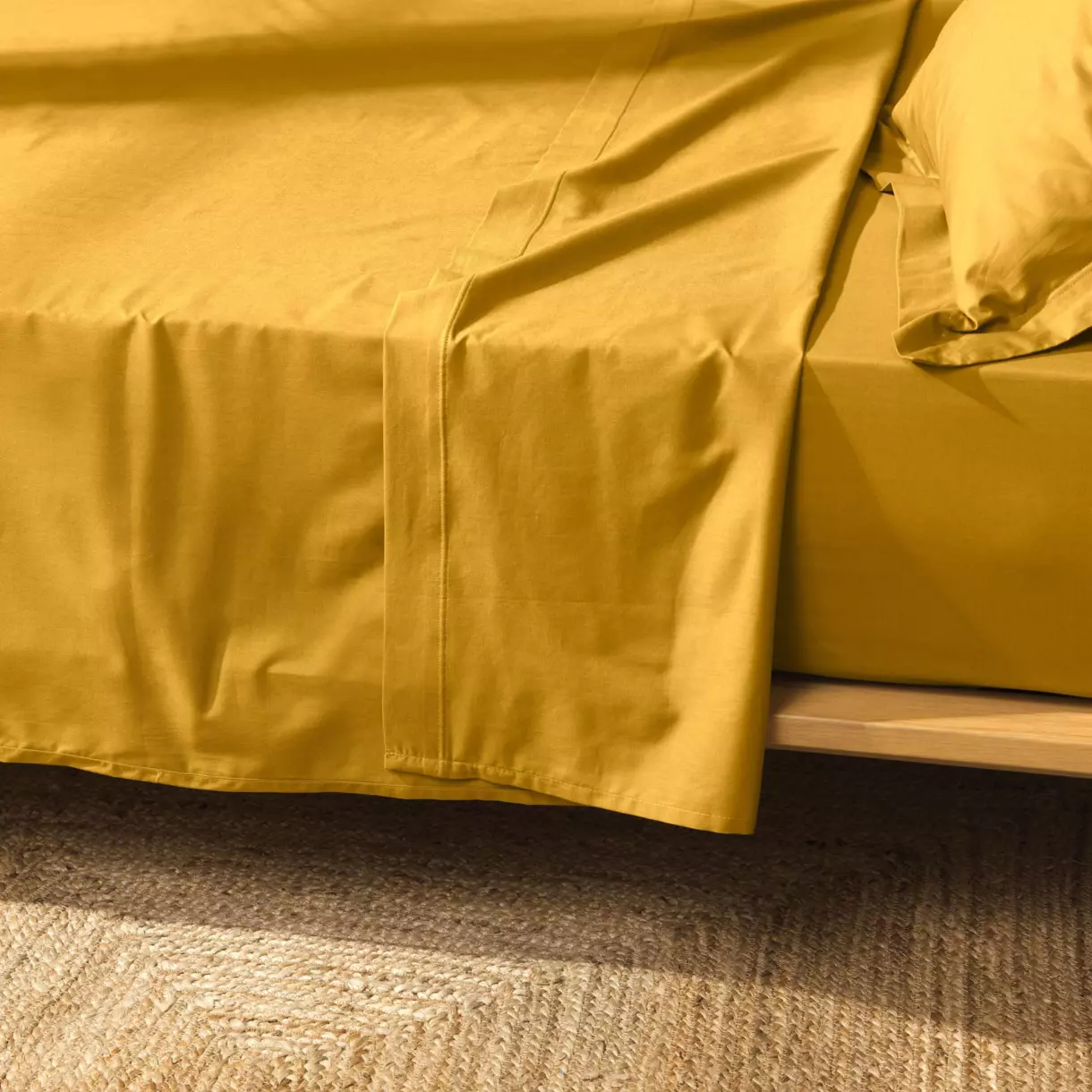Drap plat coton bio (180 cm) Biolina Jaune ocre 1