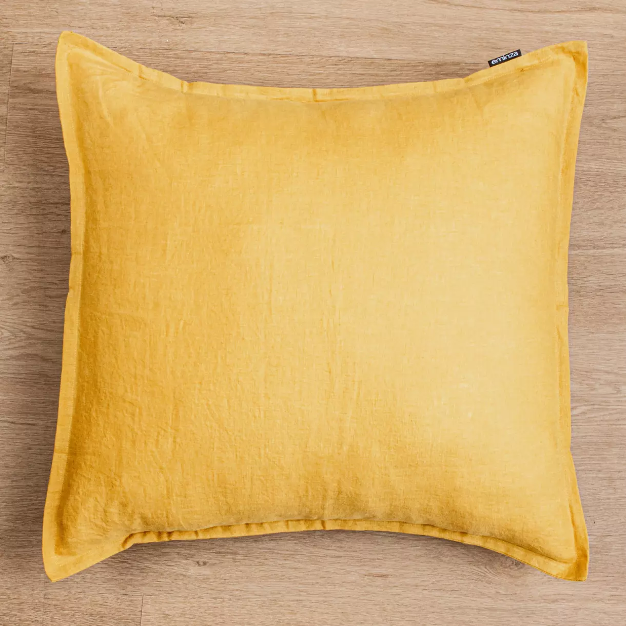 Taie d'oreiller carrée lin lavé (80 cm) Louise Jaune moutarde 1