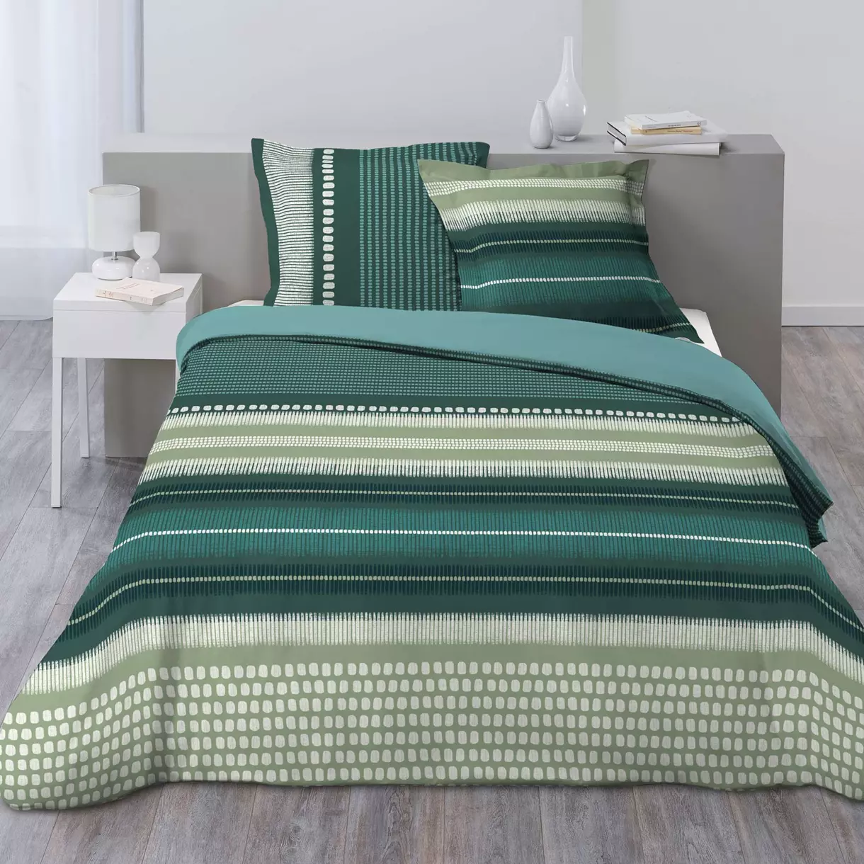 Funda Nórdica y dos fundas de almohada en algodón (260 cm) Thalassa Azul trullo 1
