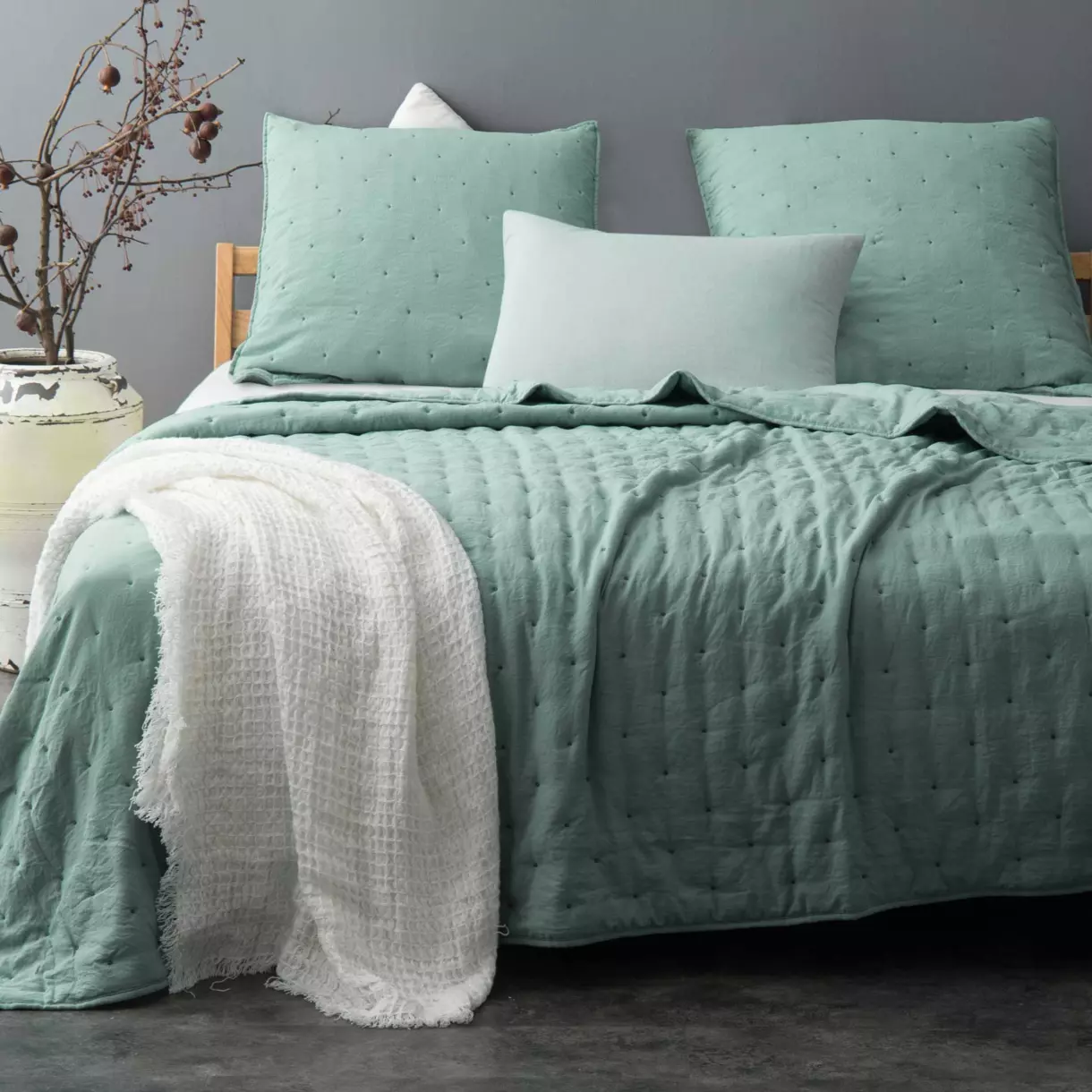 Colcha y fundas para almohadas (180 x 240 cm) Iroise Verde 1