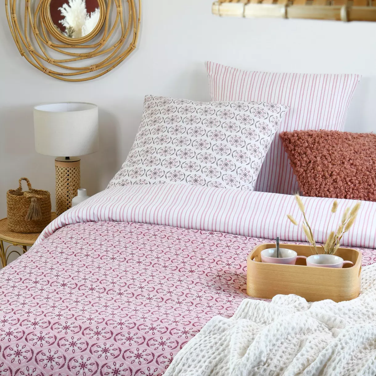 Funda Nórdica y dos fundas para almohada en algodón (260 cm) Emilia Rosa 1