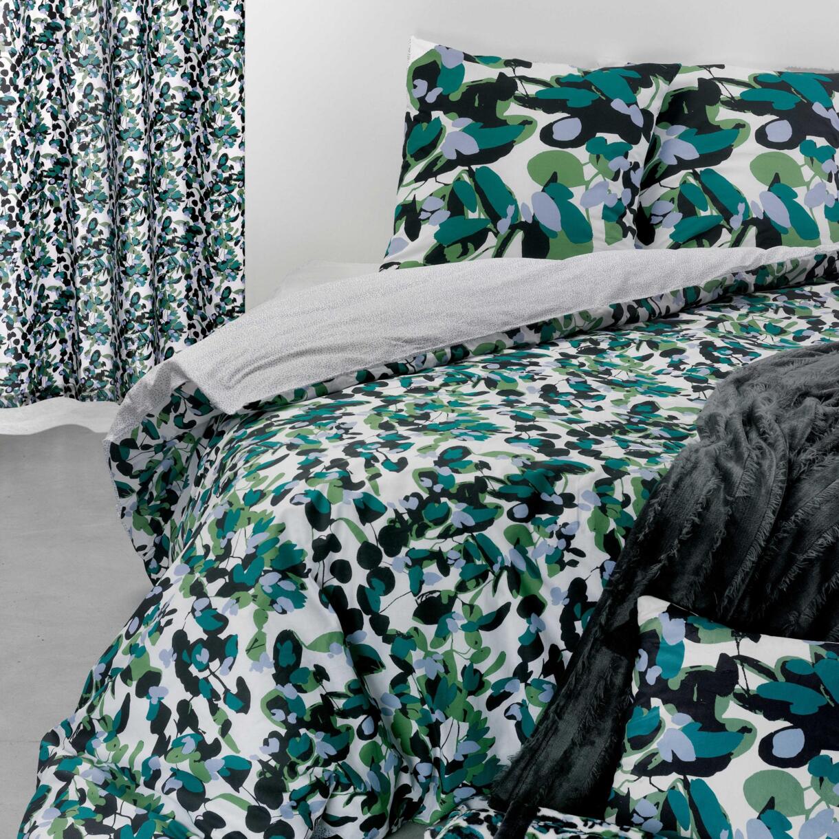 Funda nórdica y dos fundas de almohada en algodón (260 cm) Sanaé Verde 1