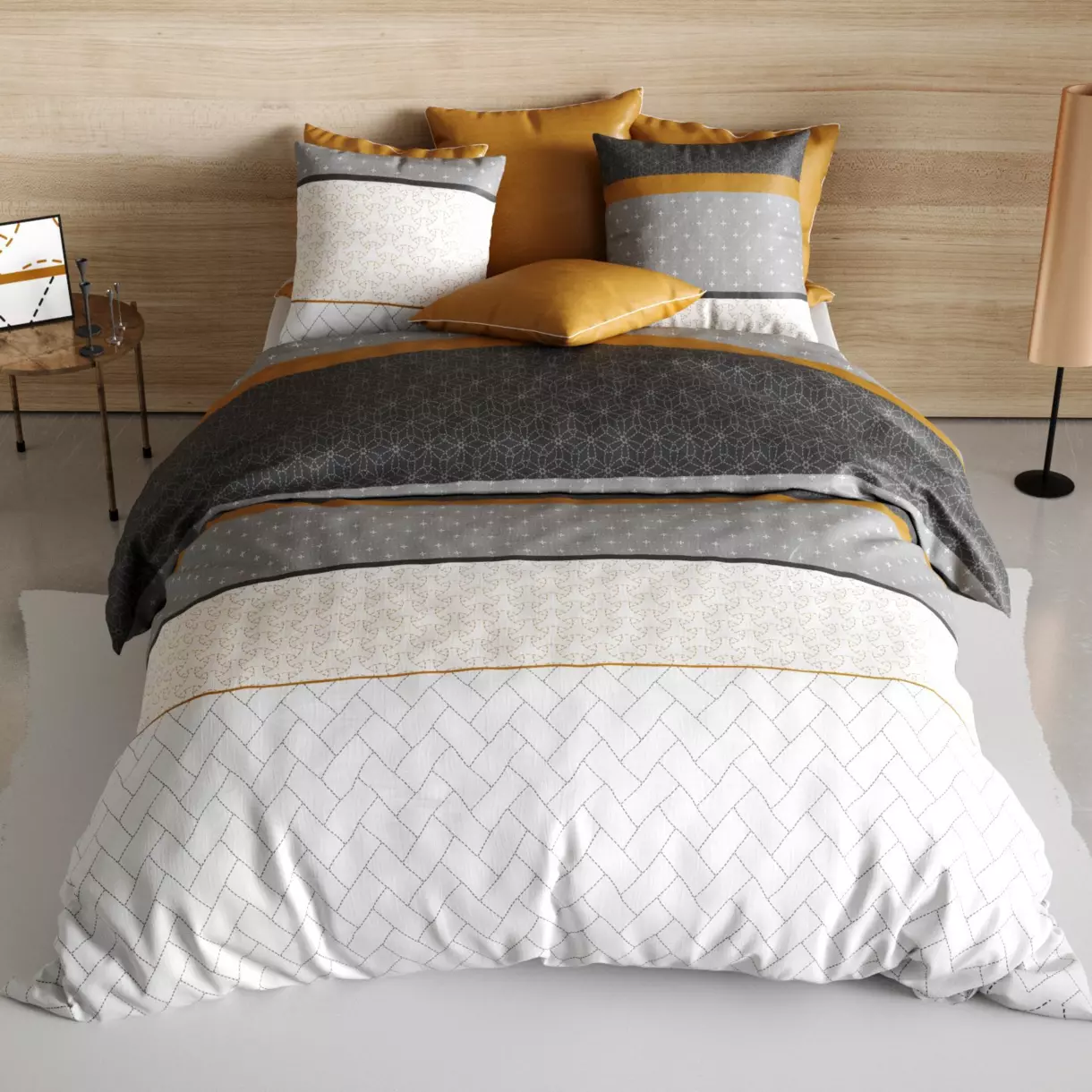 Funda nórdica y una funda en algodón (140 cm) Corki Gris 1