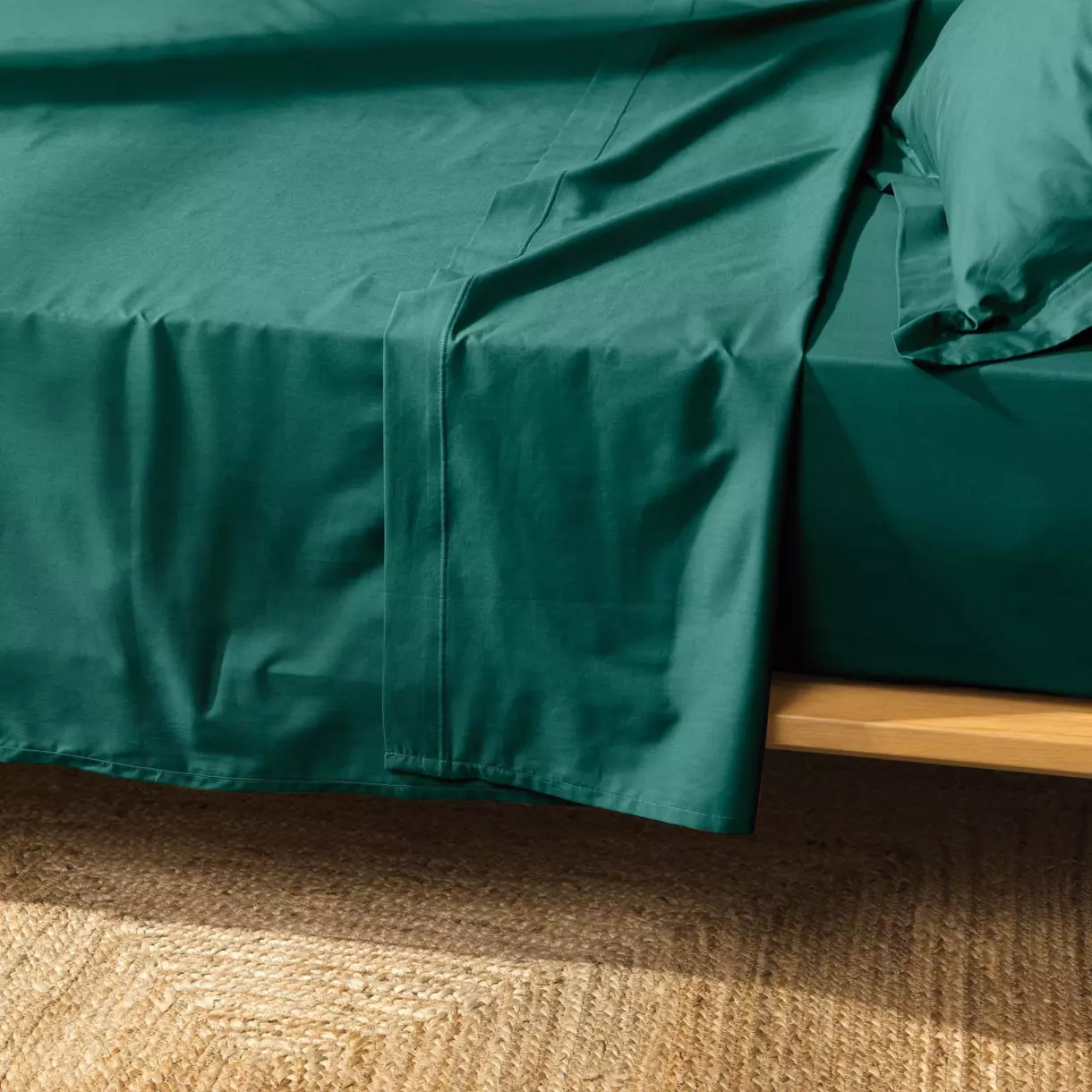 Sábana encimera en algodón bio (180 cm) Biolina Verde esmeralda 1