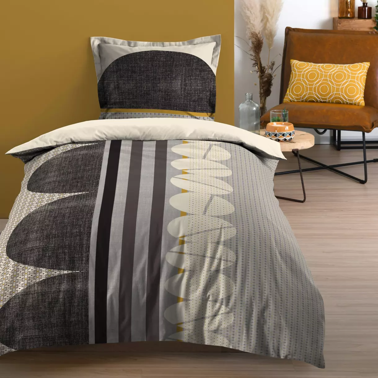 Funda Nórdica y una funda algodón (140 cm) Lenny Gris 1