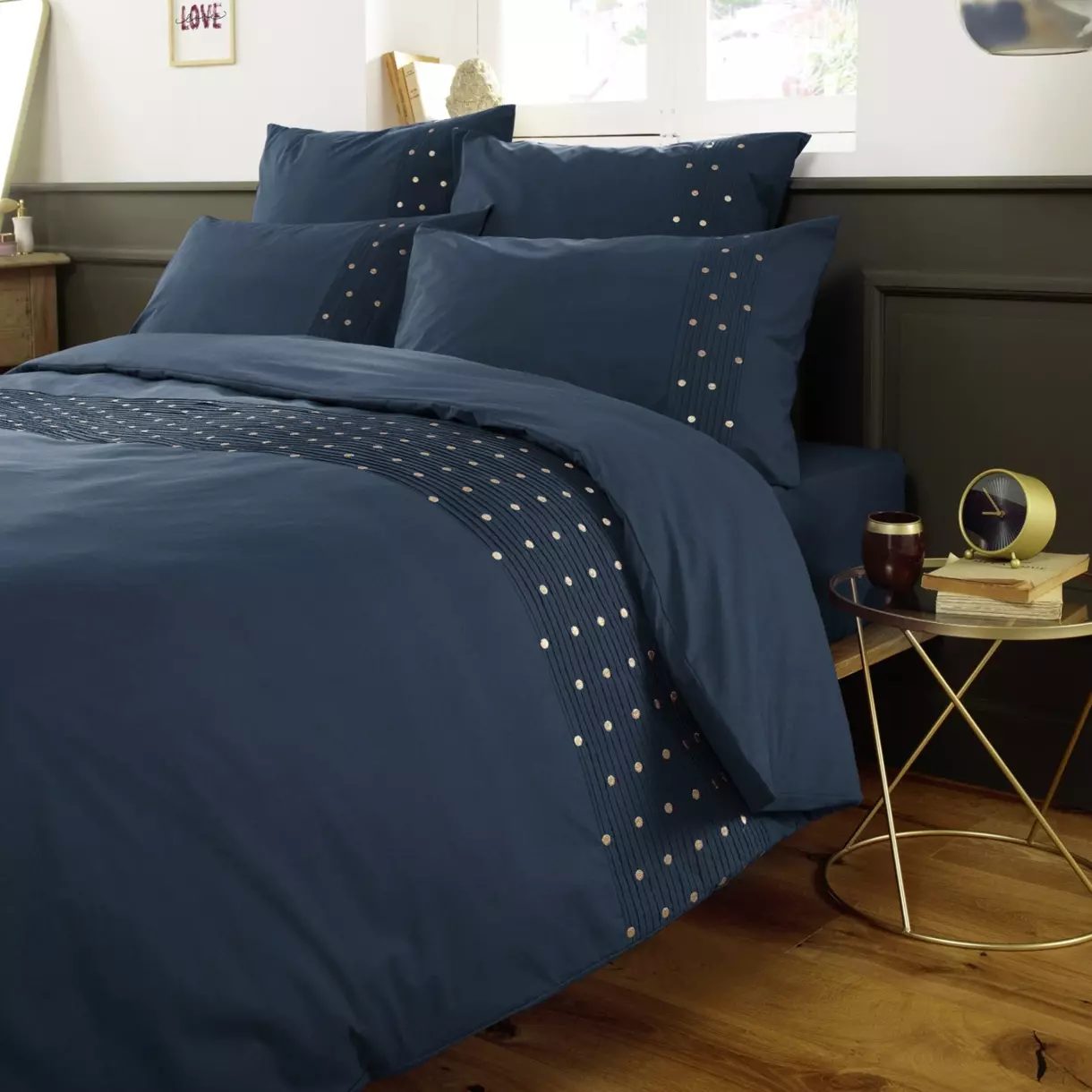 Funda nórdica  con bordados en algodón (200 cm) Agathe Azul mora 1
