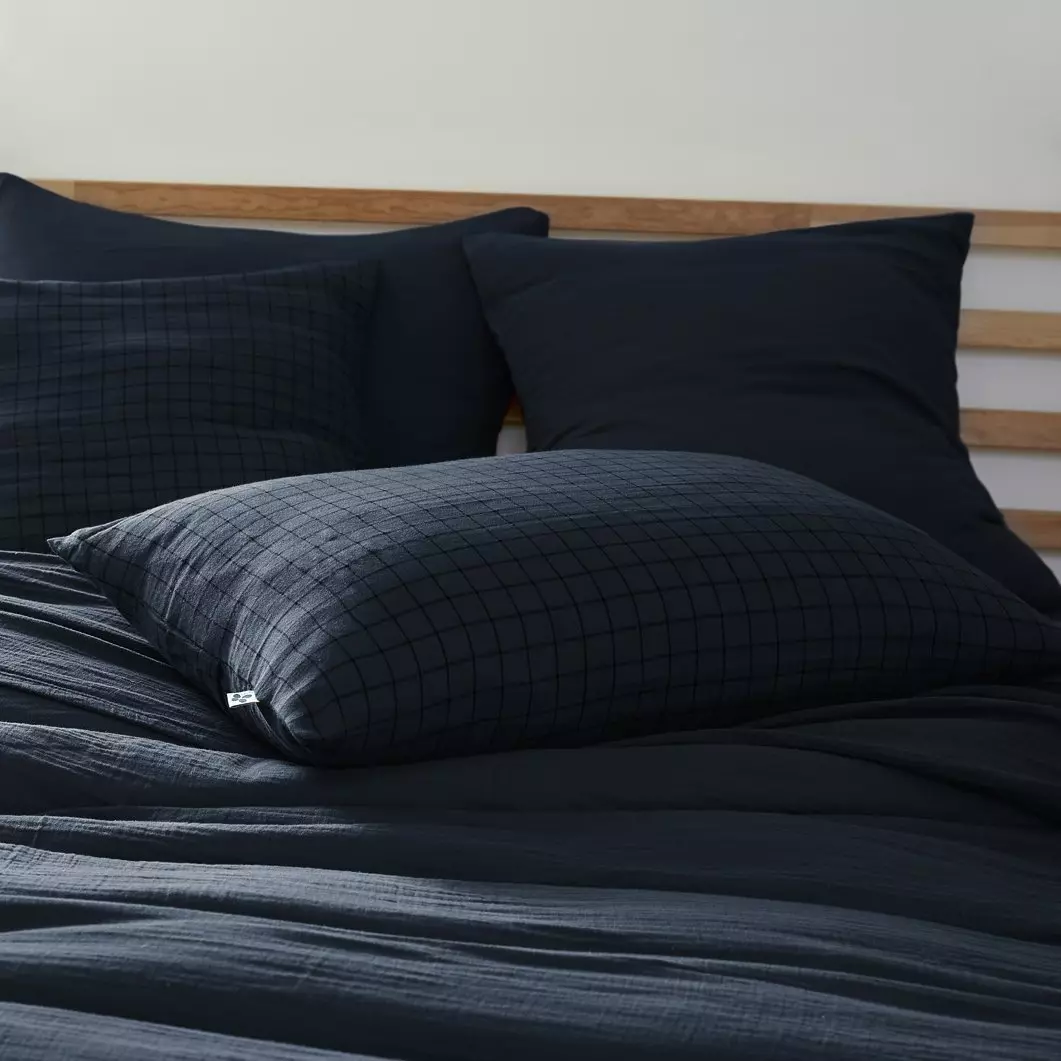 Taie d'oreiller rectangulaire gaze de coton (70 cm) Gaïa Mix Bleu nuit 1