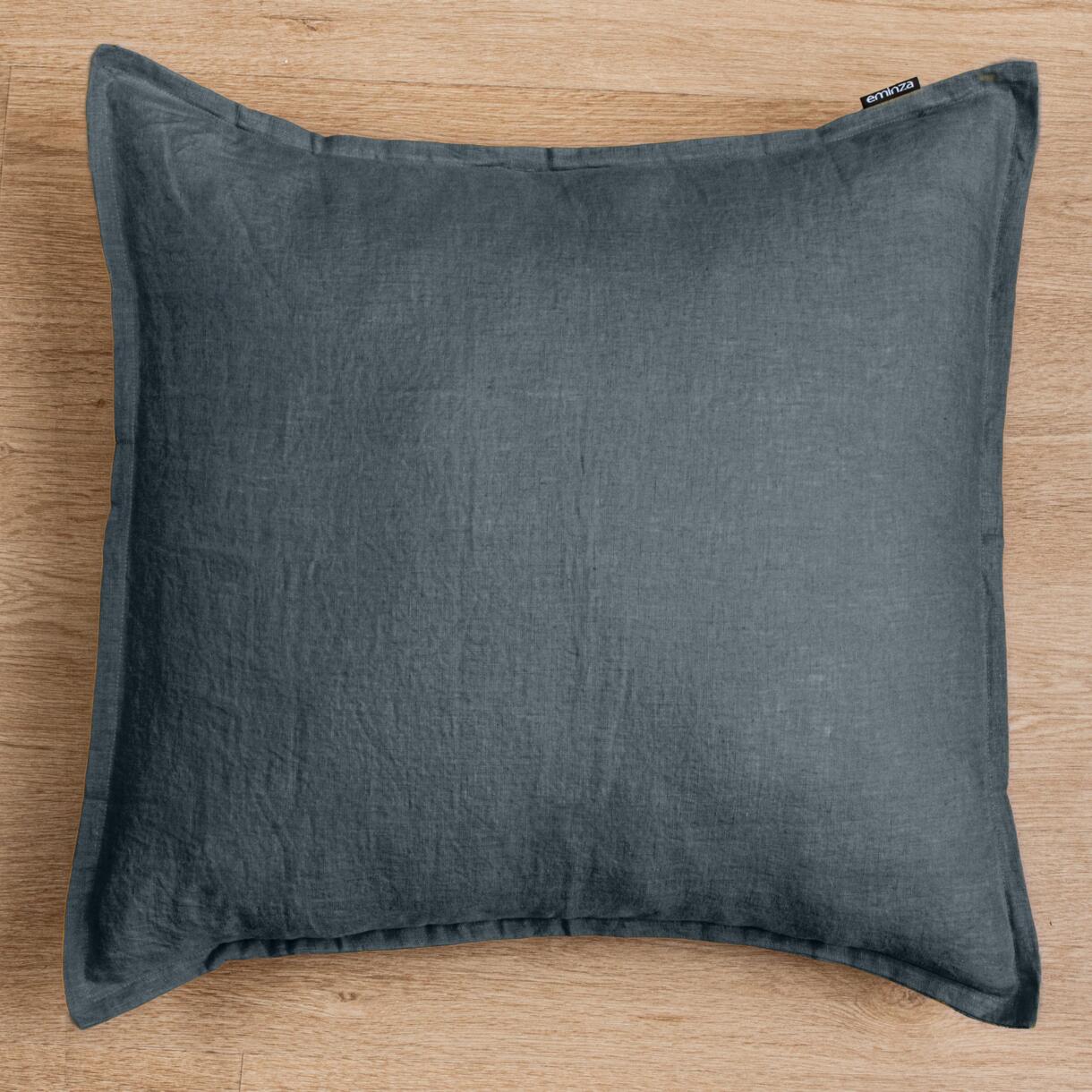 Funda de almohada cuadrada en lino lavado (80 cm) Louise Gris pizarra 1