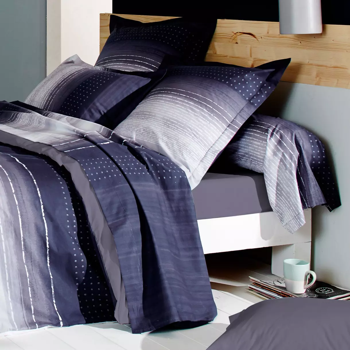 Taie d'oreiller rectangulaire percale de coton Jazz Violette 1