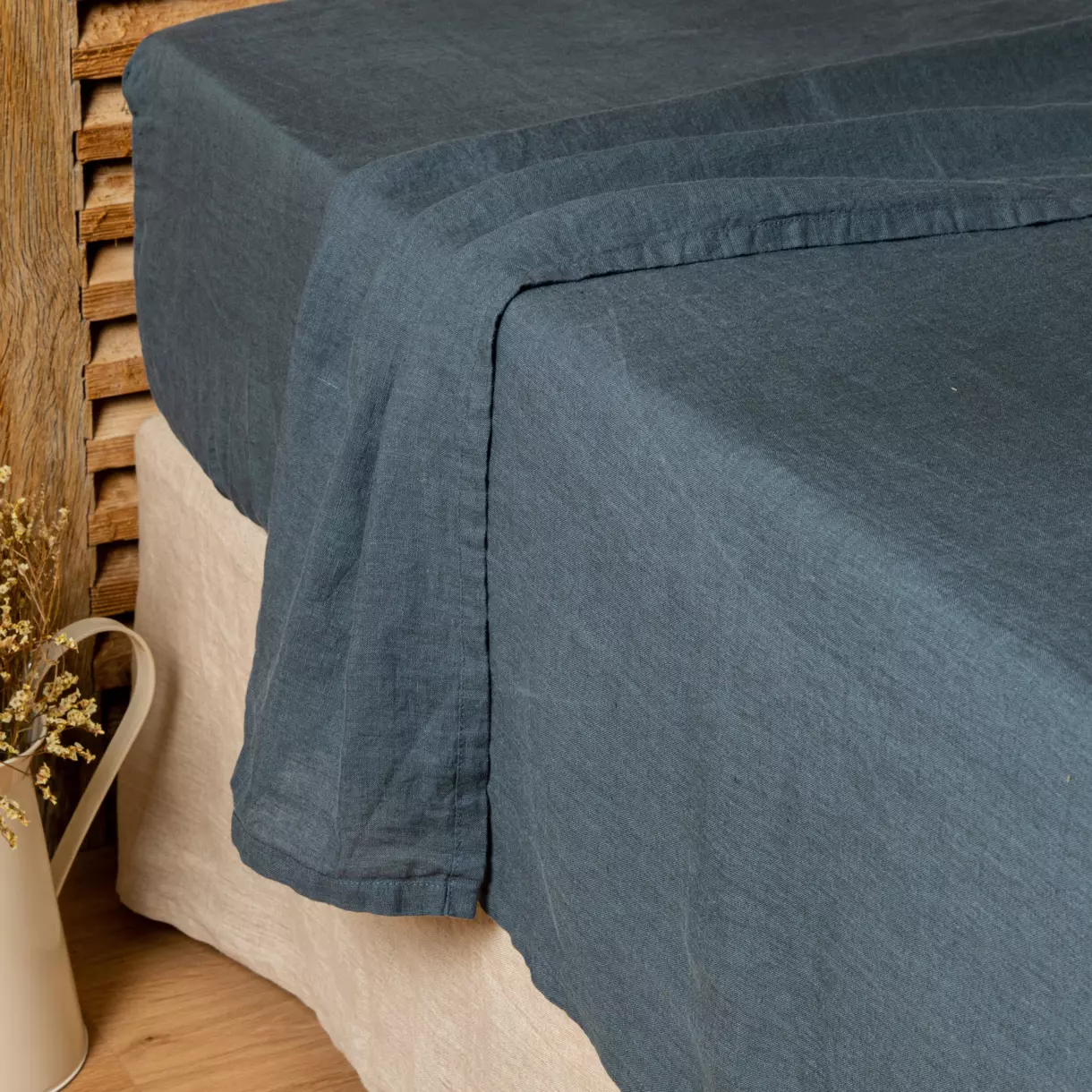 Drap plat lin lavé (240 cm) Louise Gris ardoise 1