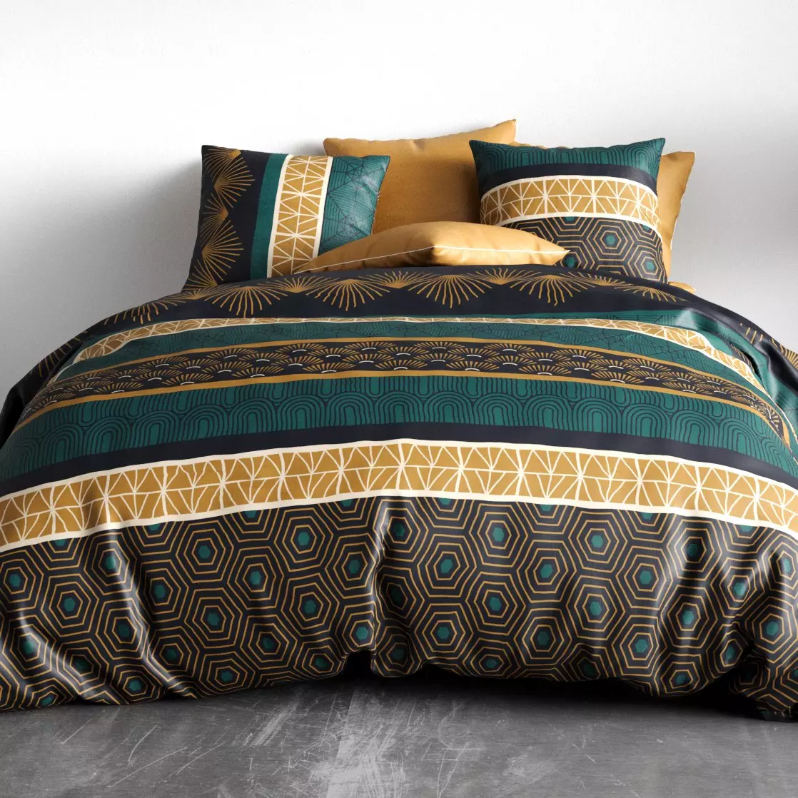 Funda Nórdica y dos fundas para almohada en algodón (260 cm) Qobe Azul trullo 1