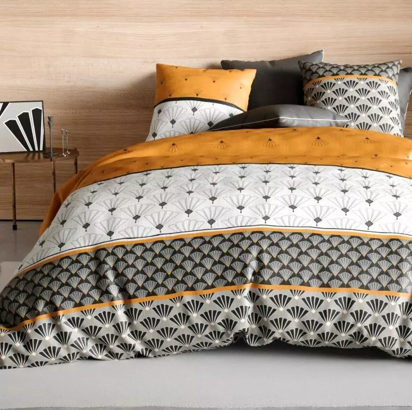 Funda Nórdica y dos fundas para almohada en algodón (260 cm) Léo Gris 1