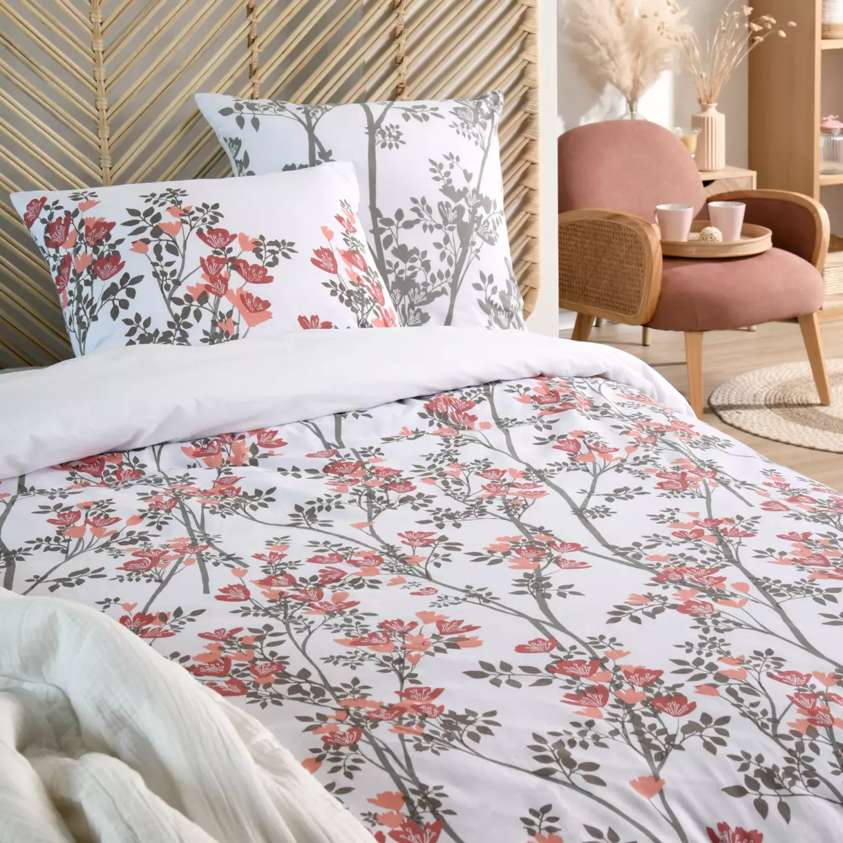 Juego de sábanas en algodón cama 140 cm 4 piezas Ines Rosa 1