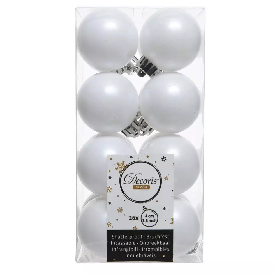 Lote de 16 bolas de Navidad (D40 mm) Alpine Blanco 1