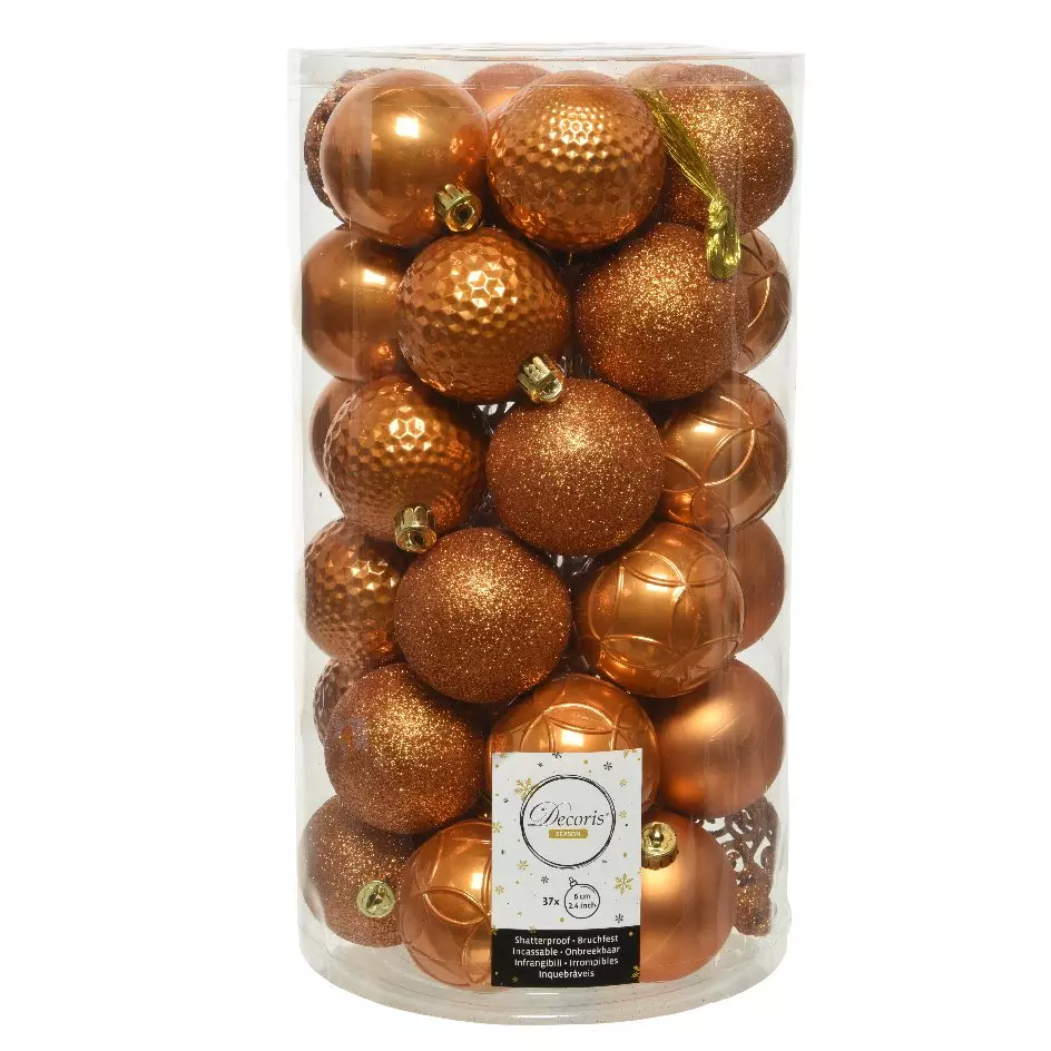 Lot de 37 boules de Noël (D60 mm) Alpine mix Ambre 1