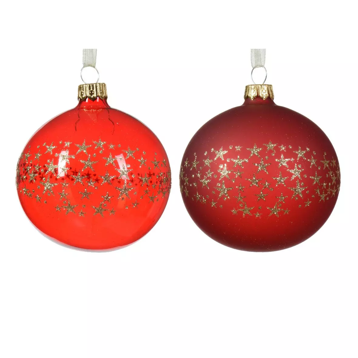 Lot de 6 boules de Noël (D80 mm) en verre Couronne d'étoiles Rouge 1