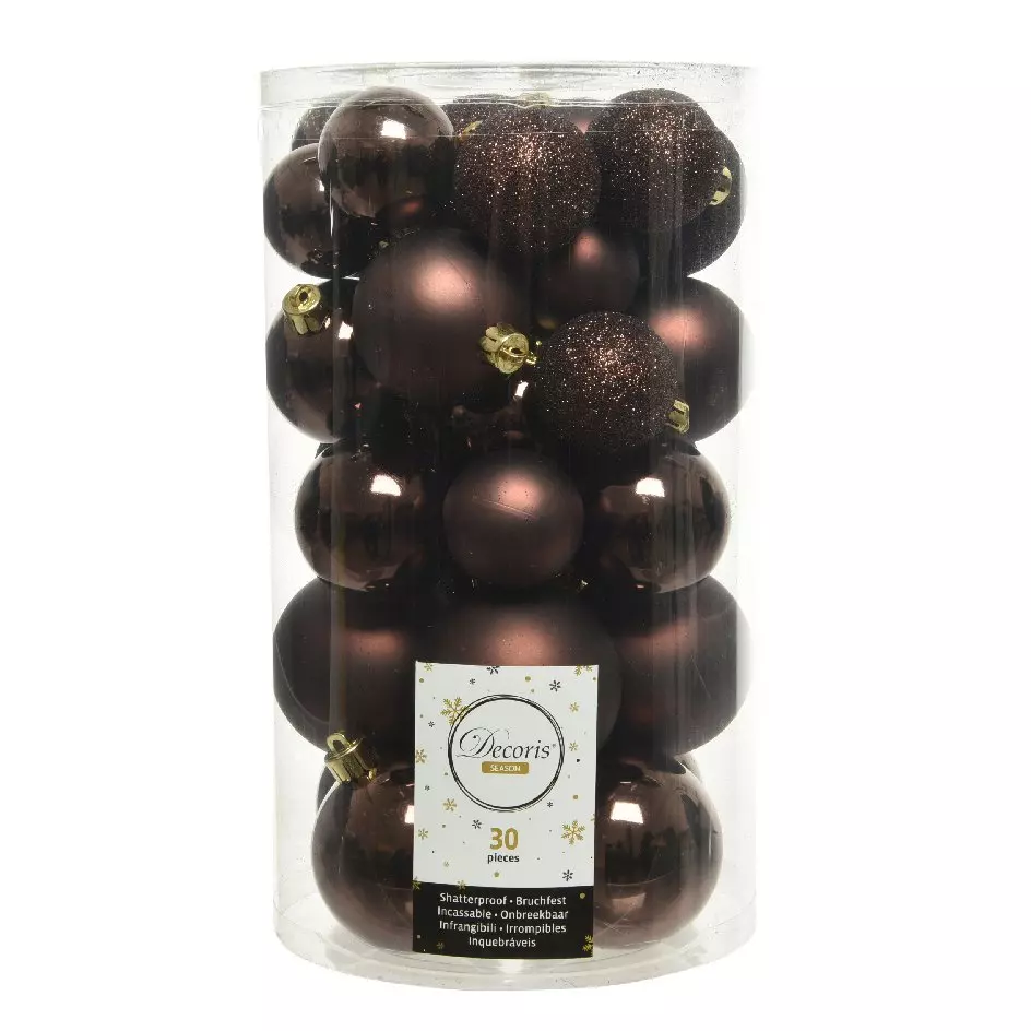 Lot de 30 boules de Noël Alpine assorties Marron 1