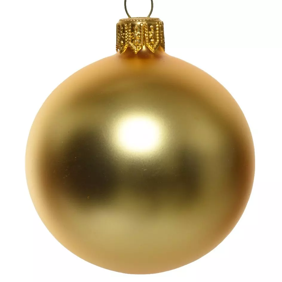 Lote de 6 bolas de Navidad en vidrio (D80 mm) Ártico mate Oro 1