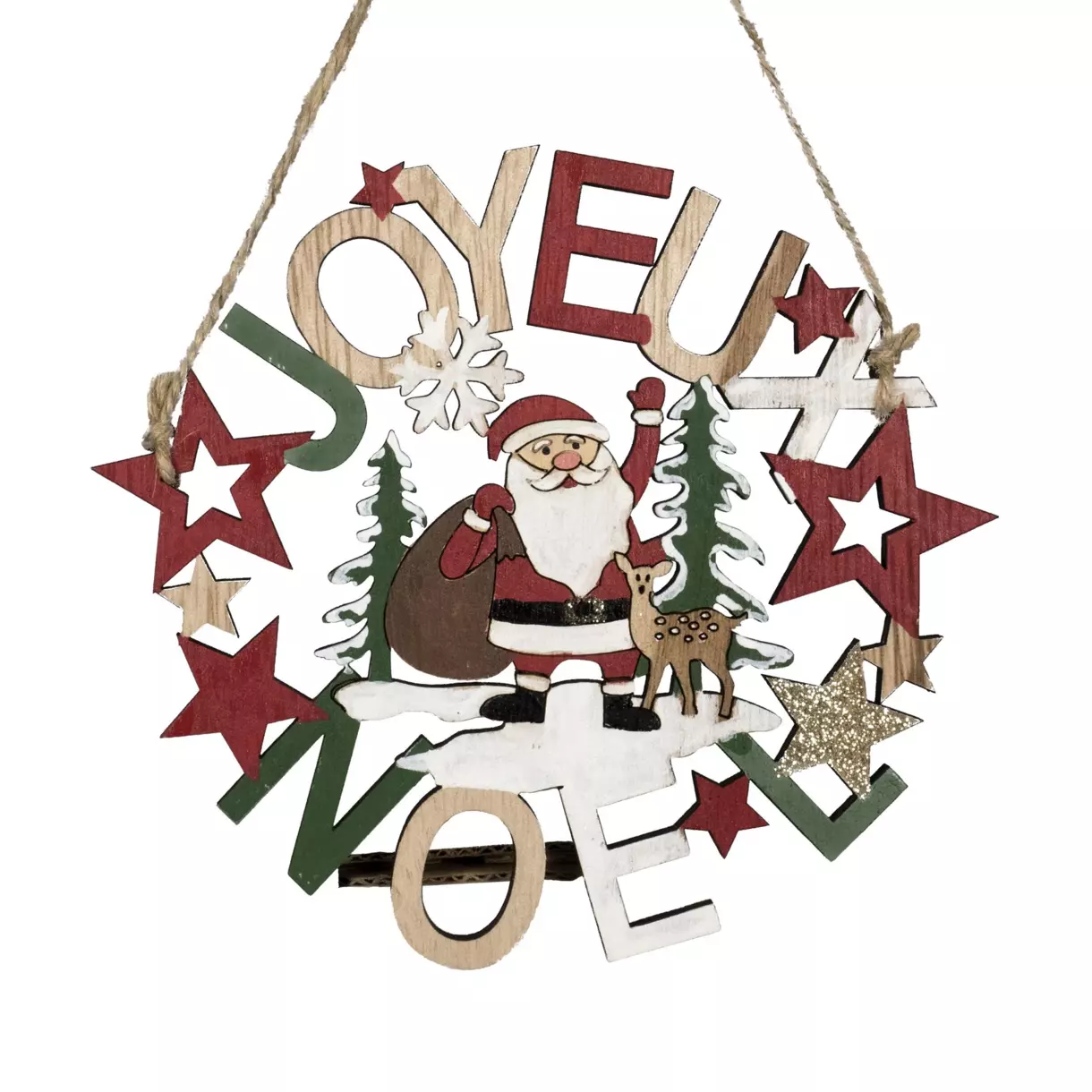 Père Noël à suspendre Couronne Rouge 1