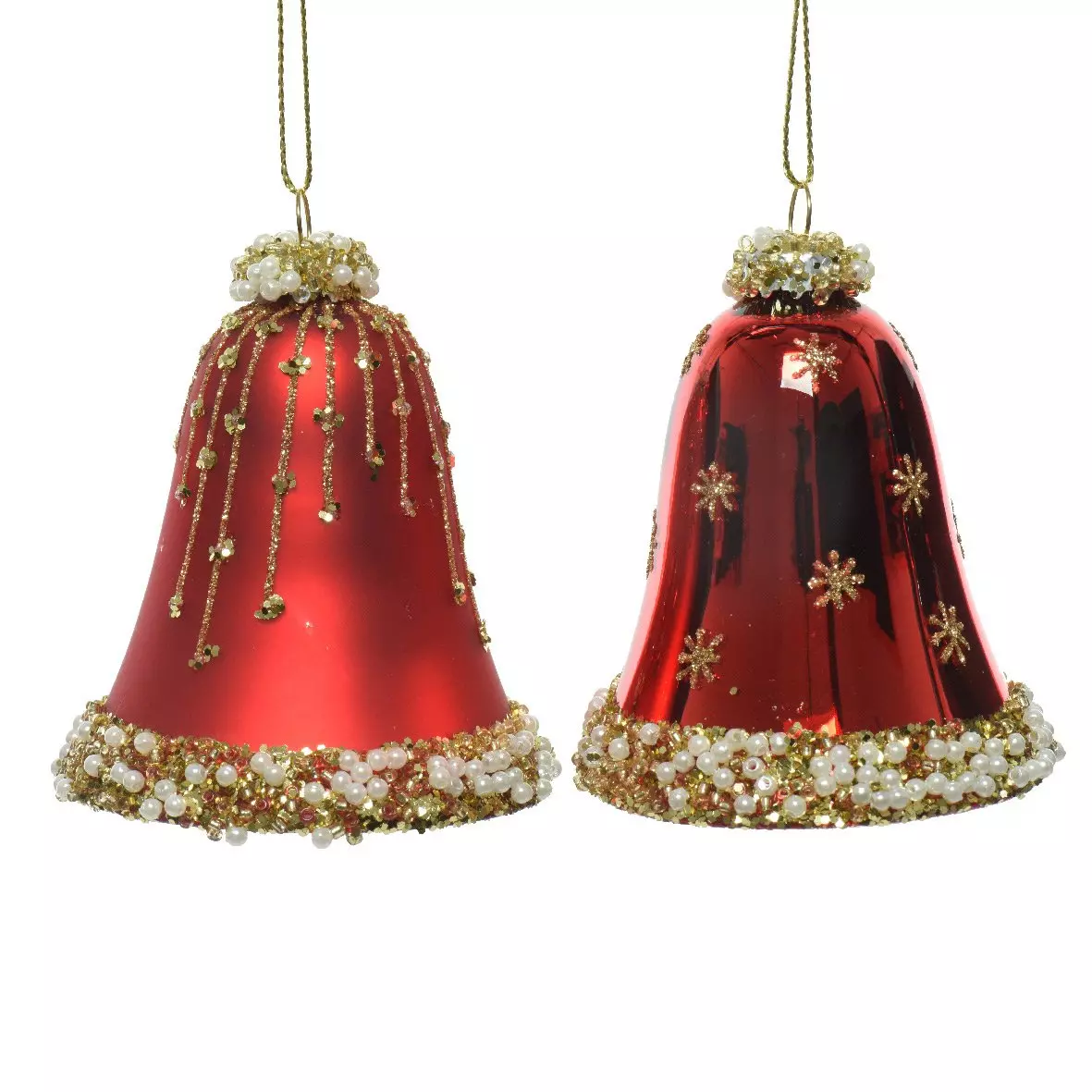 Lote de 2 campanillas en cristal Kristina Rojo 1
