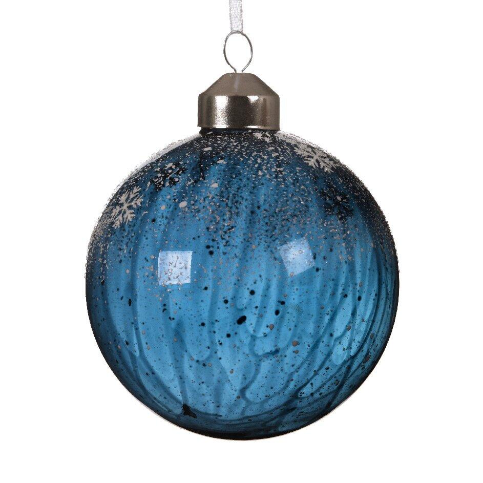 Lote de 3 bolas de Navidad en vidrio (D80 mm) Barniz Azul  1