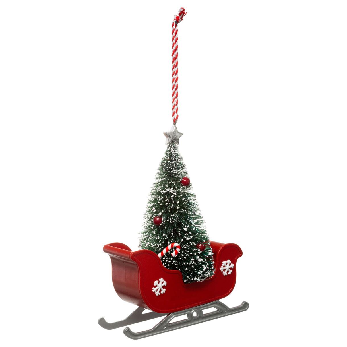 Slee Slee met kerstboom hangdecoratie Rood 1