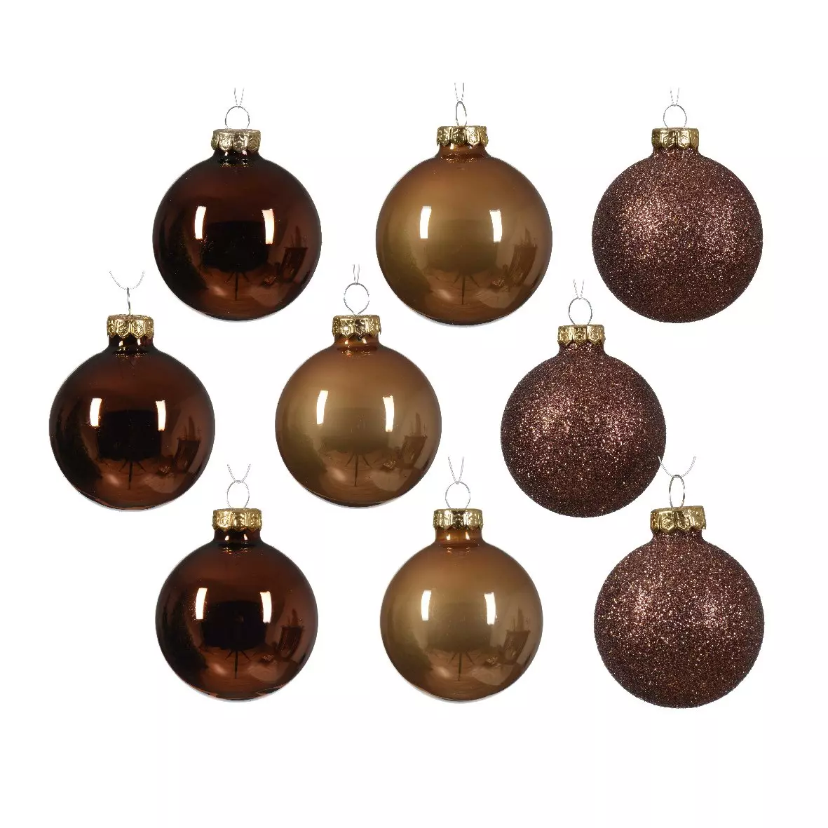 Lote de 21 bolas de Navidad (D70 mm) Cristal en vidrio Marrón 1