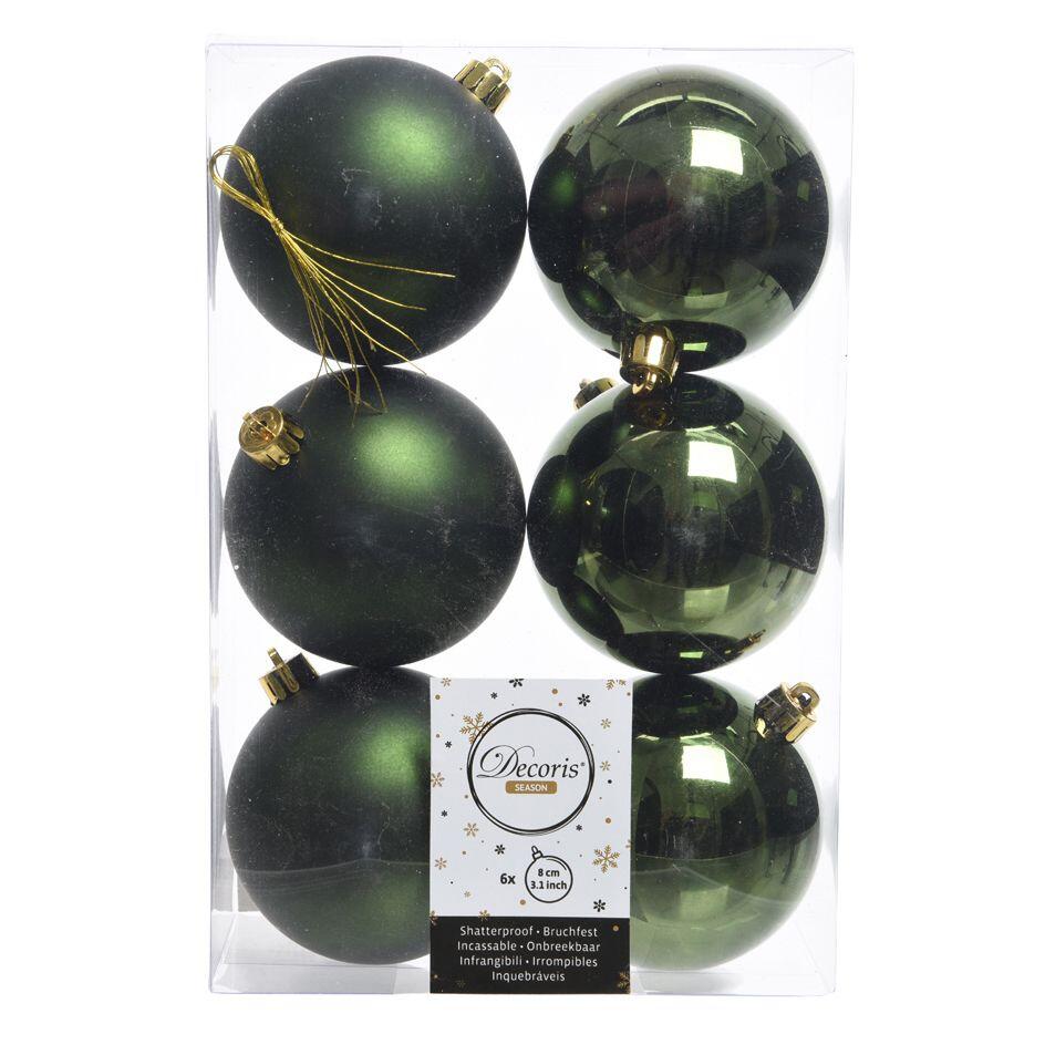Confezione di 6 palline di Natale (D80 mm) Alpine Verde abete 1