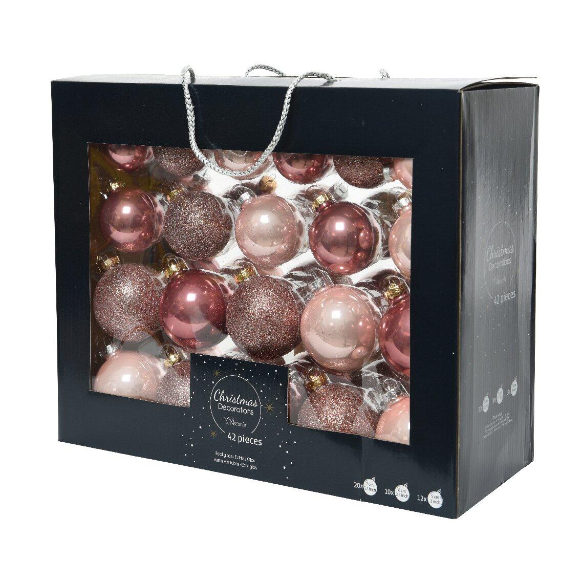 Lotto di 42 palline di Natale di vetro (D70 mm) (Ø60 mm) (Ø50 mm) Domeona Rosa cipria/ Rosa antico 1