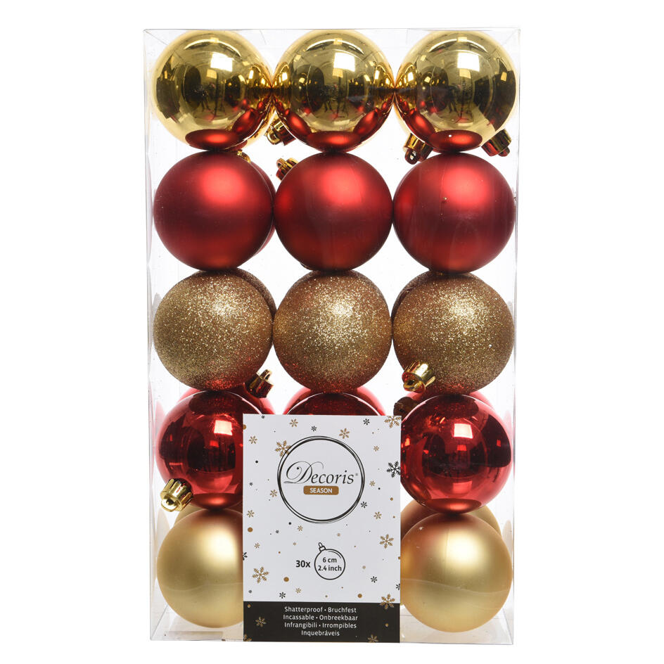 Lote de 30 bolas de Navidad Alpine multi Rojo / Oro 1