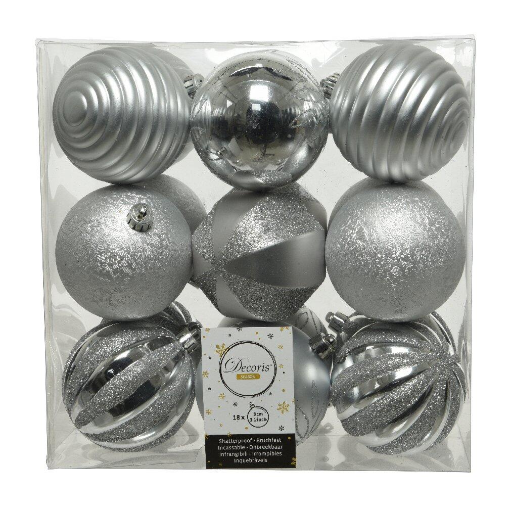 Set van 18 kerstballen (D80 mm) Anaelle zilver 1