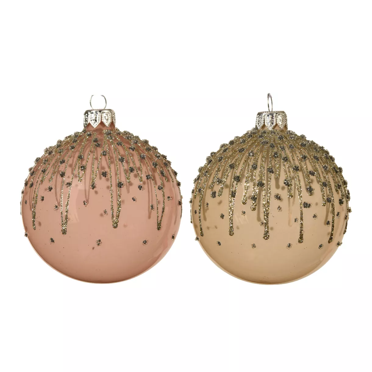 Lote de 6 bolas de Navidad en vidrio (D80 mm) Korona Rosa palo 2