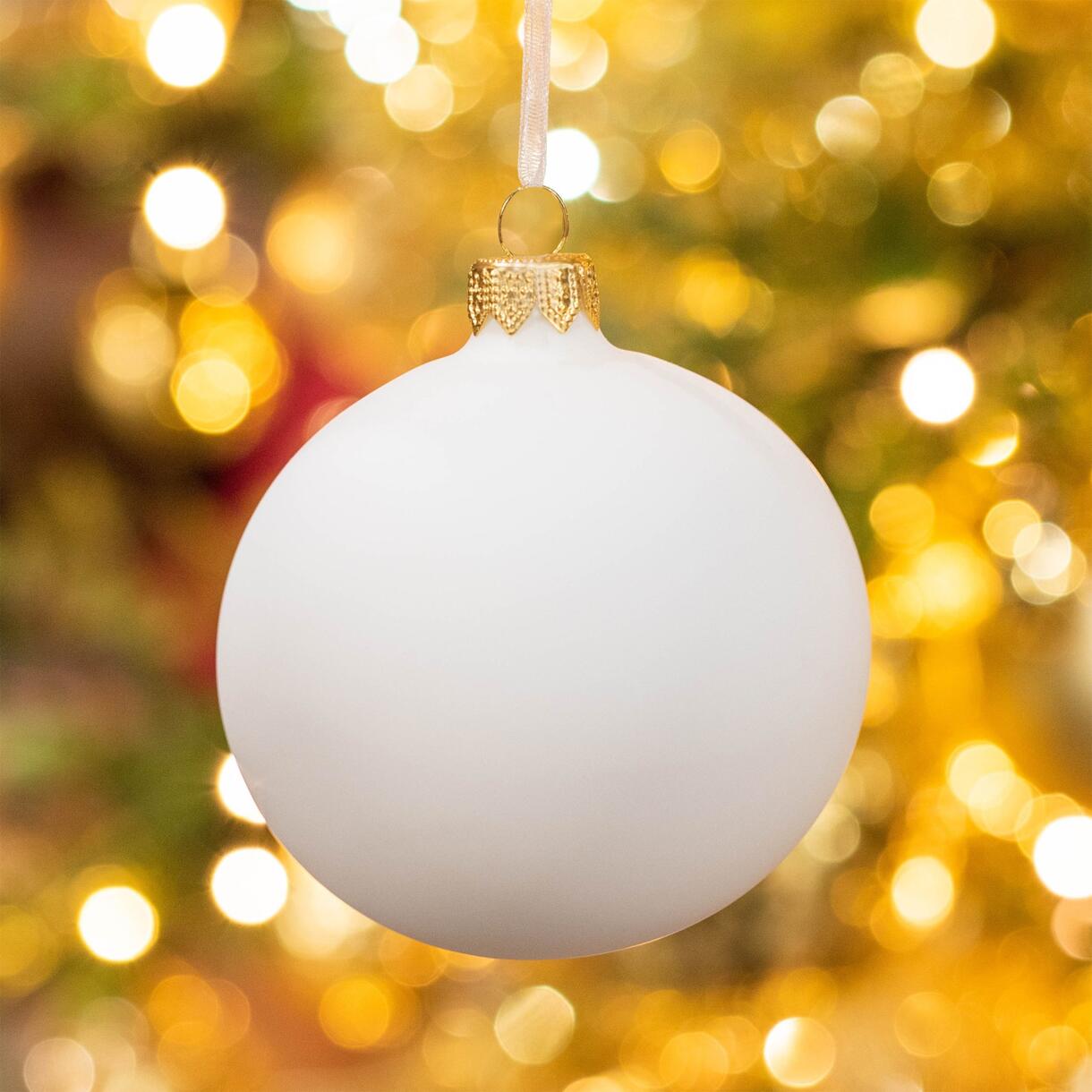 Lotto di 6 palline di Natale di vetro (D80 mm) Arctique mate Bianco panna 1