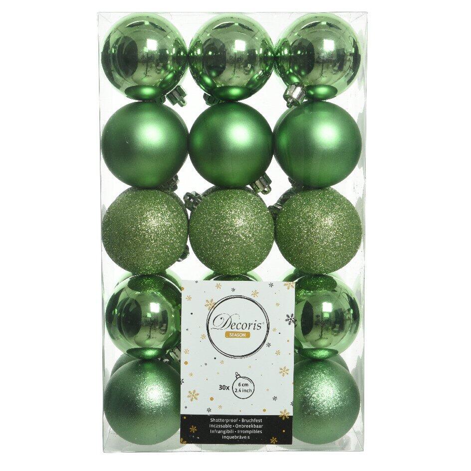 Lote de 30 bolas de Navidad (D60 mm) Alpine Verde muérdago 1