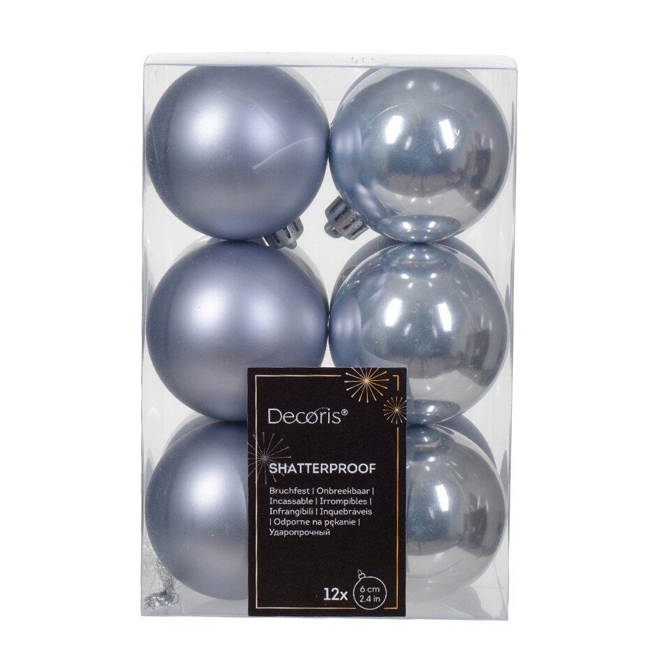Confezione di 12 palline di Natale (D60 mm) Alpine Blu vaporoso 1