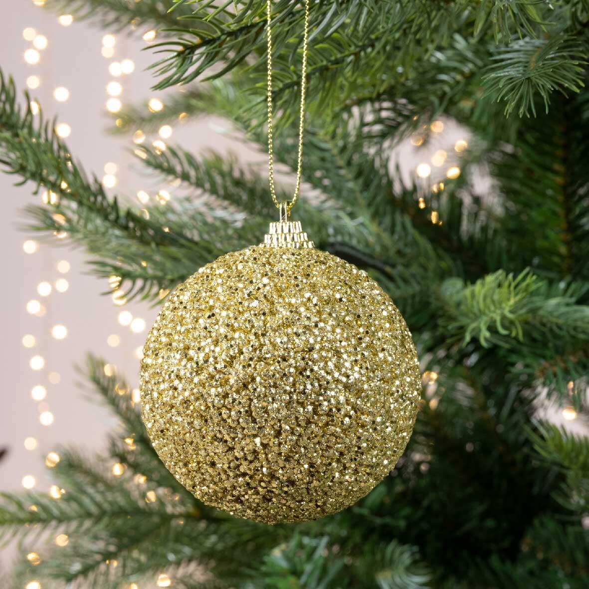 Lote de 6 bolas de Navidad en vidrio (D80 mm) Perline Oro  1