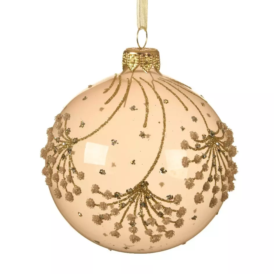 Lote de 6 bolas de Navidad en vidrio (D80 mm) Clarie Perla  1