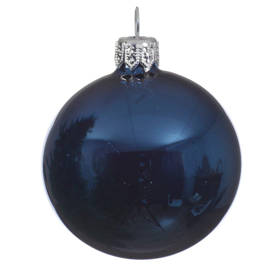 Lot de 6 boules de Noël en verre (D80 mm) Arctique brillantes Bleu nuit  1