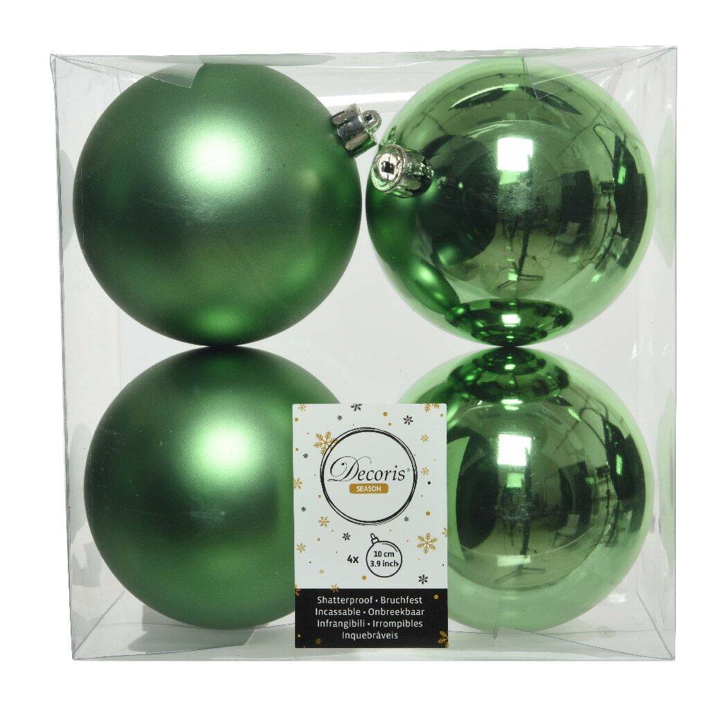 Confezione di 4 palline di Natale (D100 mm) Alpine Verde vischio 1