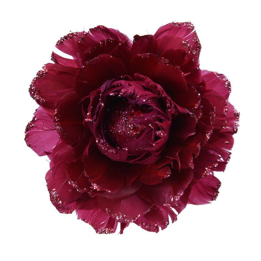 Fleur décorative sur pince Galliane Bordeaux 1