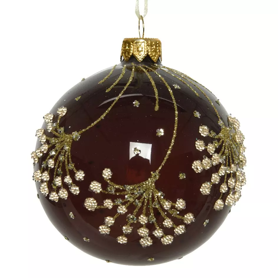 Lot de 6 boules de Noël en verre (D80 mm) Clarie Acajou  1