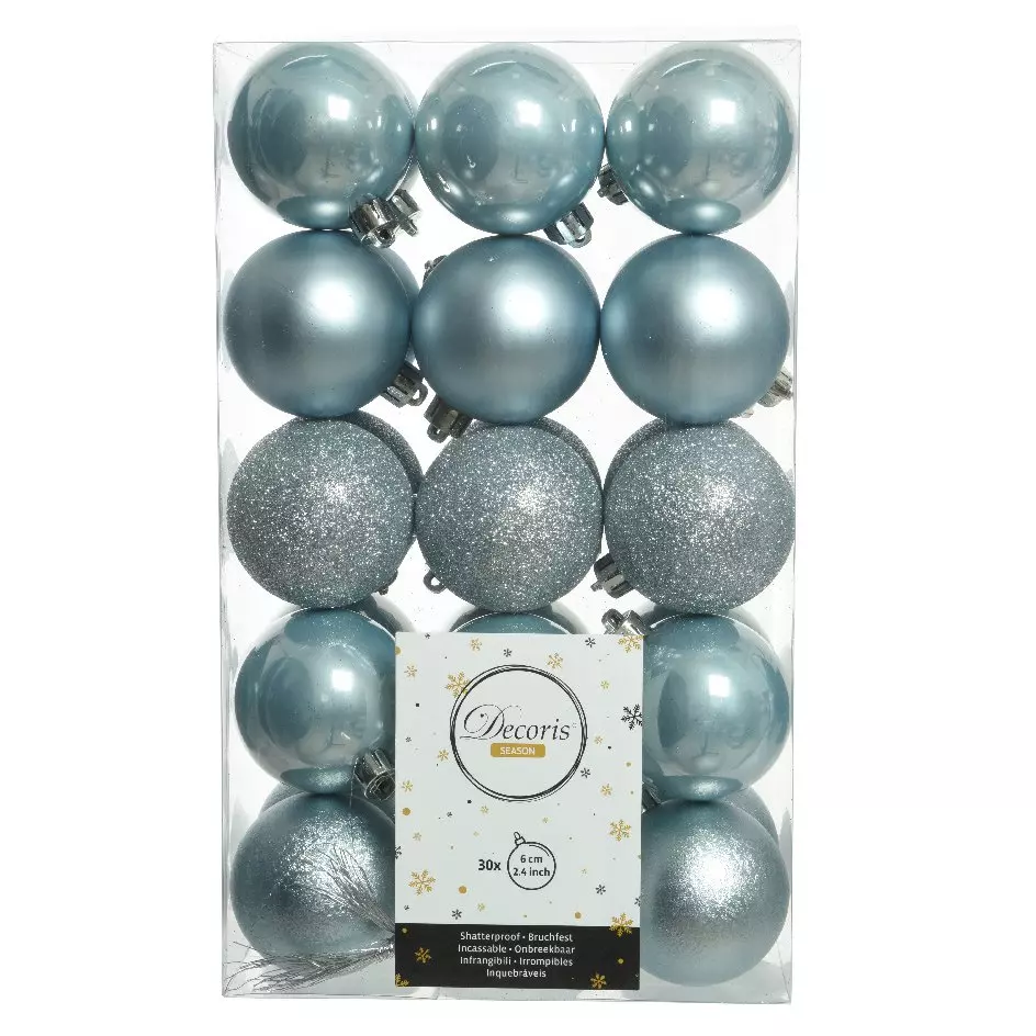 Lot de 30 boules de Noël Alpine Bleu brumeux 1