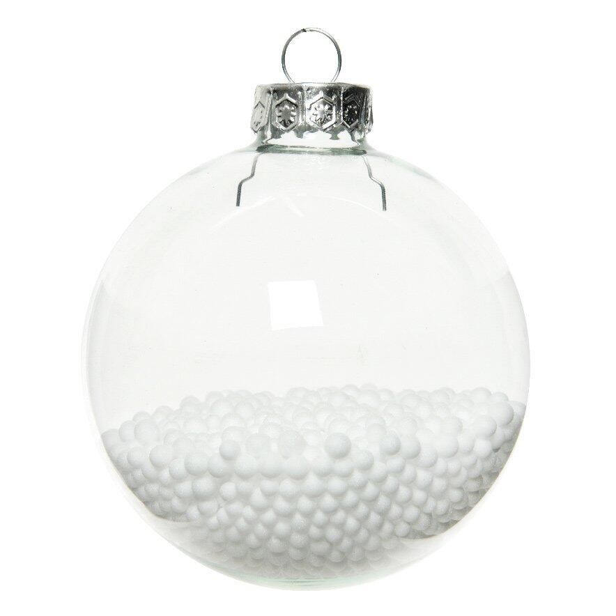 Lote de 4 bolas de Navidad en vidrio (D70 mm) Nieve Transparente  1